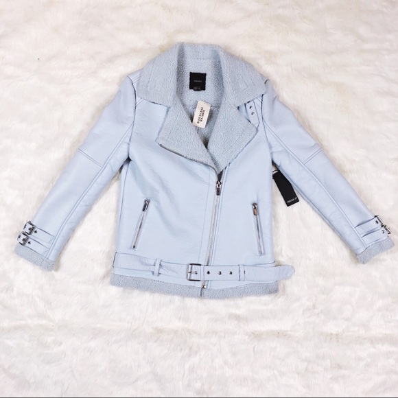 forever 21 blue leather jacket